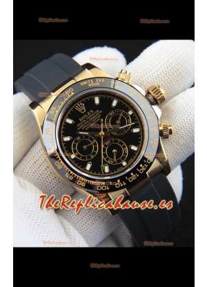 Rolex Daytona Movimiento Japonés Caja de Oro Reloj Réplica en Dial Negro 