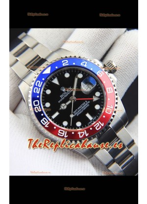 Rolex GMT Masters II Movimiento Japonés Reloj Réplica Caja Acero Dial Negro