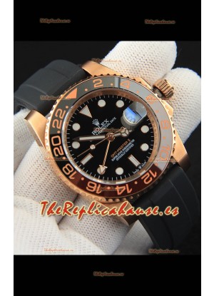 Rolex GMT Masters II Oro Rosado en Oysterflex Japonés Reloj Réplica