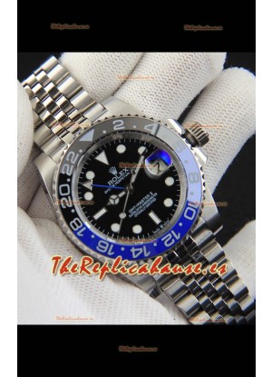Rolex GMT Masters II Movimiento Japonés Reloj Réplica Caja Acero Dial Negro