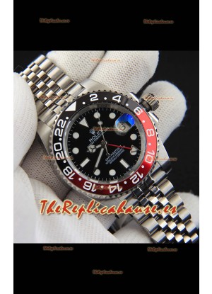 Rolex GMT Masters II Movimiento Japonés Reloj Réplica Caja Acero Dial Negro