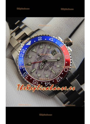 Rolex GMT Masters II Movimiento Japonés Reloj Réplica Caja Acero Dial Patrón Meteorito