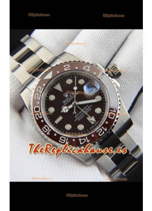 Rolex GMT Masters II Movimiento Japonés Reloj Réplica Caja Acero Dial Negro