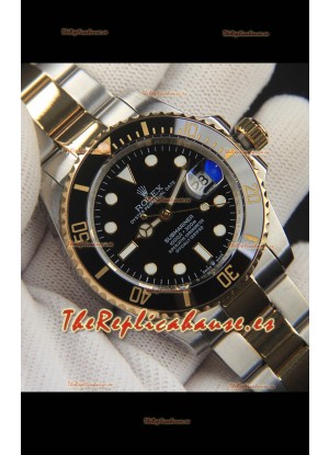 Rolex Submariner Reloj Japonés Reloj Réplica Dial Oro Amarillo Dos Tonos Bisel de Cerámica en Negro