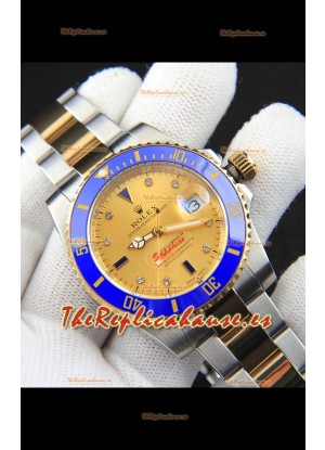 Rolex Submariner Japanese Reloj Réplica en Dos Tonos Caja Oro Amarillo Dial Dorado 