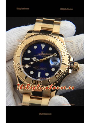 Rolex Yachtmaster Reloj Movimiento Japonés en Caja de Oro - Dial Azul 37MM