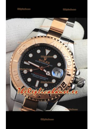 Rolex Yachtmaster Reloj Movimiento Japonés Caja Oro en Dos Tonos - Dial Marrón Oscuro 37MM