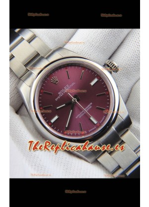 Rolex Oyster Perpetual Movimiento Japonés Reloj Réplica39MM - Dial Burdeos