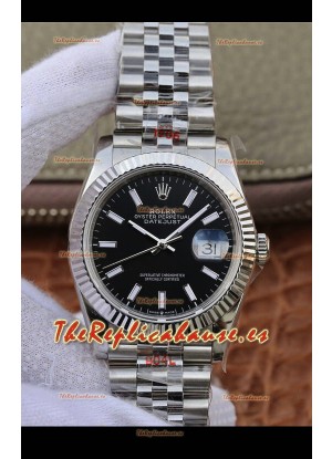 Rolex Datejust 36MM Movimiento ETA-3135 Répliza Suiza en Acero 904L Dial Negro