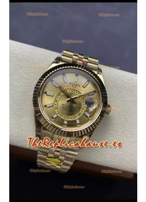 Rolex Sky-Dweller REF# 336935 Dial Oro Reloj en Oro Amarillo Caja Acero 904L Réplica Espejo 1:1