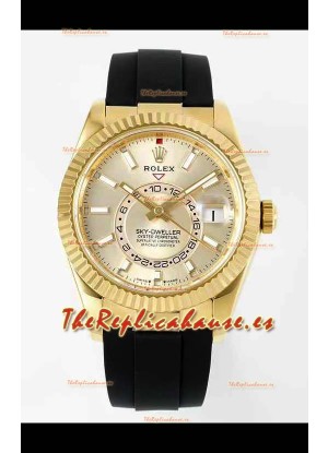 Rolex Sky-Dweller REF# 336935 Dial Oro Reloj en Oro Amarillo Caja Acero 904L Réplica Espejo 1:1