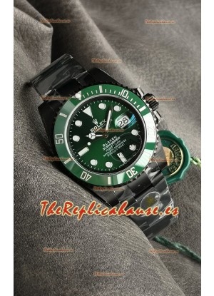Rolex Submariner Blaken DLC Coated Reloj Réplica Suizo en Dial Verde