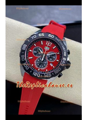 Tag Heuer F1 Edition Reloj Cuarzo Suizo en Dial Rojo Caja Acero Inoxidable Correa de Goma