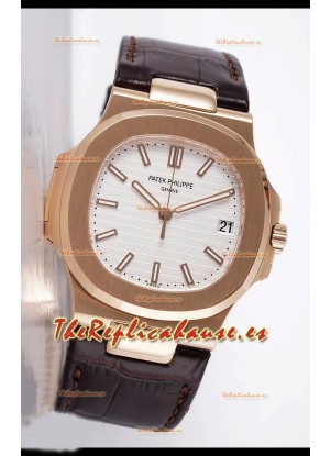 Patek Philippe Nautilus 5711/1R 1 Reloj Réplica a Espejo 1:1 Dial Blanco Oro Rosado