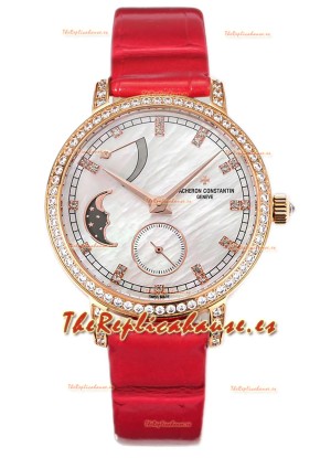 Vacheron Constantin Traditionelle Moon Phase Dial Madre Perla en Oro Rosado Réplica Suiza