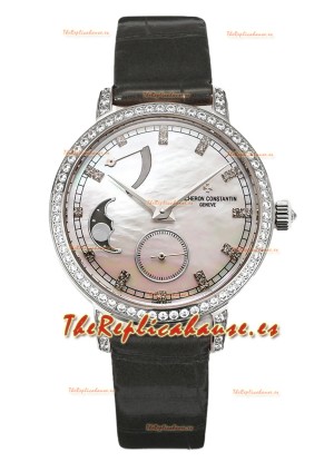 Vacheron Constantin Traditionelle Moon Phase Dial Madre Perla en Caja Acero Réplica Suiza