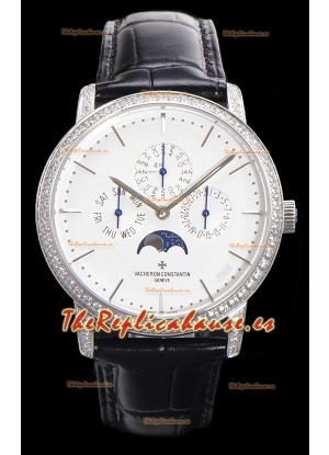 Vacheron Constantin Patrimony Perpetual Calendar Ultra-Thin Oro Blanco Dial Blanco Réplica Suiza