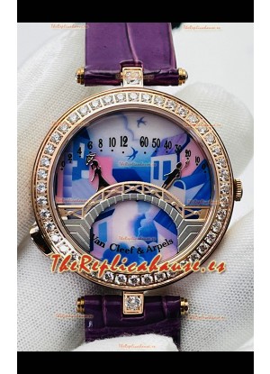 Van Cleef & Arpels Lady Arpels Pont des Amoureux en Oro Rosado Correa Morada