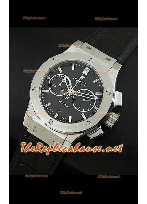 Hublot Classic Fusion Swiss Watch, esfera negra, estuche de acero inoxidable