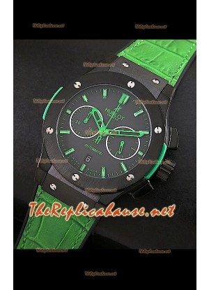 Hublot Classic Fusion Swiss Watch, estuche en PVD y malla verde