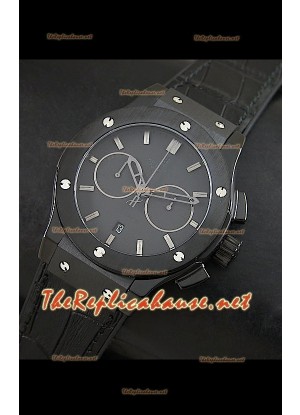 Reloj Suizo Hulbot Classic Fusion, carcasa de PVD, malla negra.