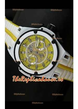 Hublot King Power Ferrari Edición Réplica Suiza-Malla blanco/amarilla