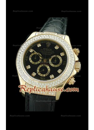 Rolex Daytona Reloj Suizo de Oro con Esfera de color Negro