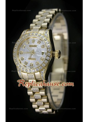 Rolex Daydate Reloj Japonés para Señoras en Oro 
