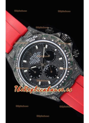 Rolex Daytona DiW Forged Reloj Réplica a espejo 1:1 Caja de Carbono con Correa color Rojo