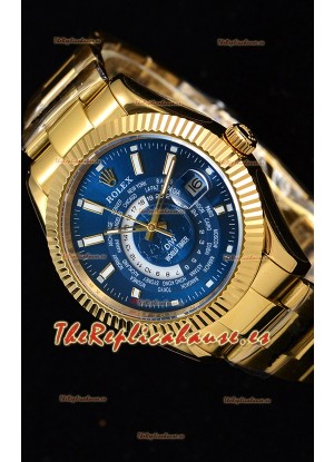 Rolex SkyDweller Reloj Suizo Caja de Oro Amarillo de 18 K - Edición DIW Dial Azul