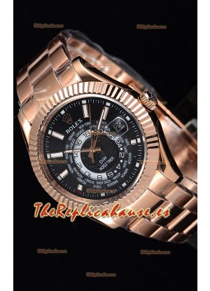 Rolex SkyDweller Reloj Suizo Caja de Oro Rosado de 18 K - Edición DIW Dial Negro