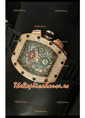 Richard Mille Edición Felipe Massa, Reloj Réplica Suiza en Caja de Oro Rosado y Titanio