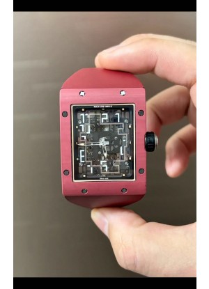 Reloj Richard Mille 16-02 Superclon de titanio con correa extraplana de caucho rojo