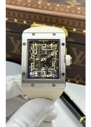 Reloj Richard Mille 16-02 Superclon de titanio con correa de caucho blanco extraplana