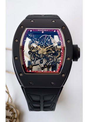 Reloj Richard Mille RM055 MVMNT con volante de inercia variable de cerámica negra con bisel interior rojo, superclon