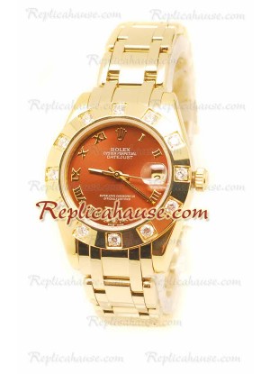 Datejust Rolex Reloj Suizo en Oro Amarillo y Dial Marrón - 36MM