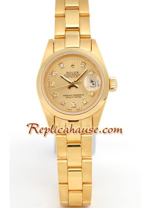 Rolex Réplica Datejust - Gold - Dama -