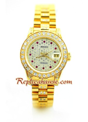 Rolex Réplica Datejust Dama Gold -Dial diamante Reloj
