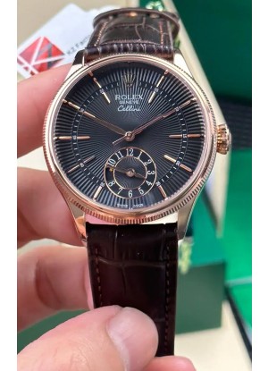 Reloj Rolex Superclon Cellini 50525 con esfera negra guilloché y oro rosa