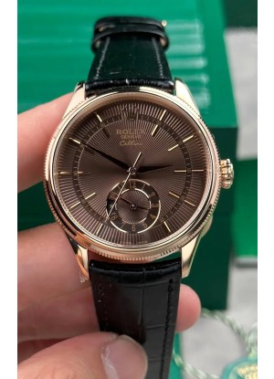 Reloj Rolex Superclon Cellini 50525 con esfera marrón y oro rosa