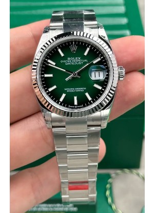 Reloj Rolex Datejust 126234 con esfera verde degradada, réplica Oyster Superclon de 41 mm