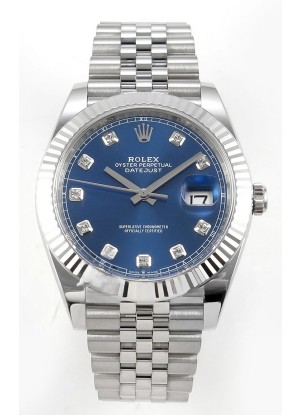 Reloj Datejust Superclon 126334 con esfera de diamantes azules, 41 mm, MVMNT con volante de inercia variable 3235