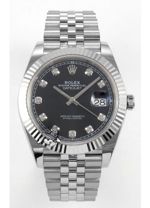 Reloj Datejust Superclon 126334 con esfera de diamantes negros, 41 mm, MVMNT con volante de inercia variable 3235