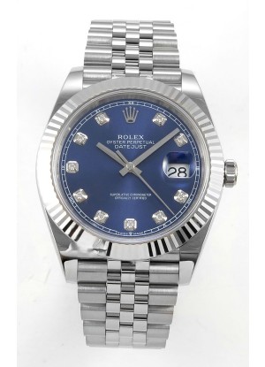 Reloj Datejust Superclon 126334 con esfera de diamantes azules, 41 mm, MVMNT con volante de inercia variable 3235