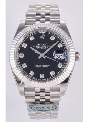 Reloj Datejust Superclon 126334 con esfera de diamantes negros, 41 mm, MVMNT con volante de inercia variable 3235