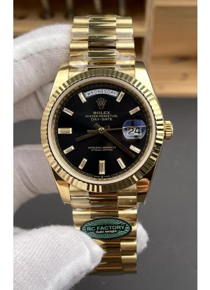 Reloj Rolex Day Date 228238 de oro amarillo con esfera de cristal negro, réplica de alta calidad
