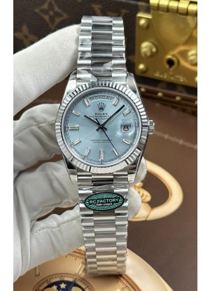 Reloj Rolex Day Date 228236 de acero inoxidable con esfera de cristal azul hielo, réplica de alta calidad