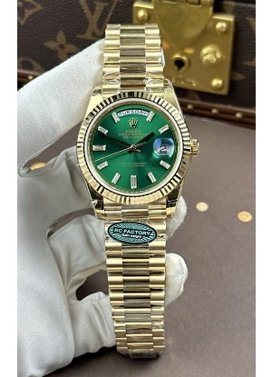 Reloj Rolex Day Date 228238 de oro amarillo con esfera de cristal verde, réplica de alta calidad