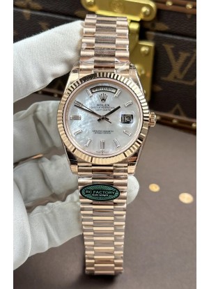 Reloj Rolex Day Date 228236 con esfera de perlas y oro rosa, réplica de alta calidad