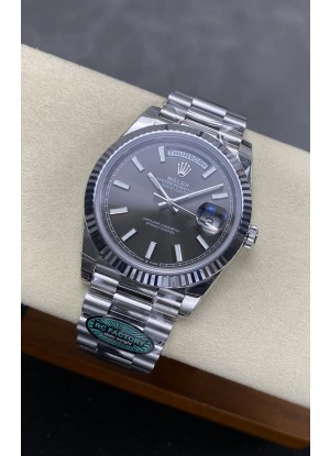 Reloj Rolex Day Date 228236 de acero inoxidable con esfera gris, réplica de alta calidad